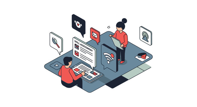 Isometric Skill Assessment and Expertise Evaluation Illustration