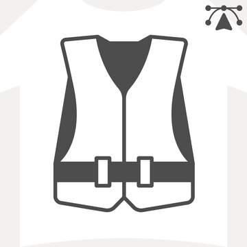 Life vest solid icon, safety, protection concept. Vector graphics. Essential gear for sailors, clothing sign and editable stroke, glyph style icon for mobile or web design.