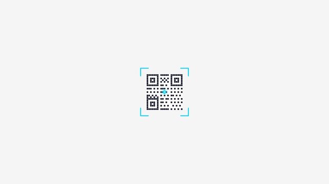 Digital QR Code Scanning Animation with Blue Focus Frame
