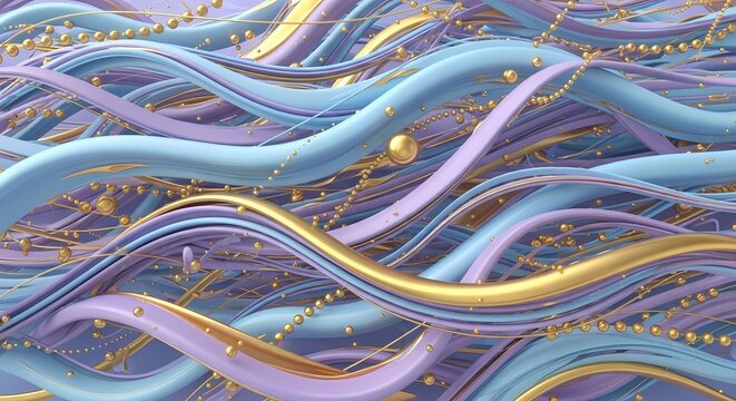Abstract Wavy Lines and Floating Spheres Background