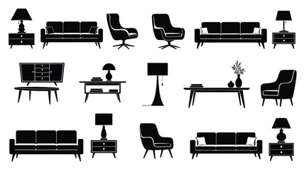 Modern furniture collection in black a striking decorative silhouette © Hiron