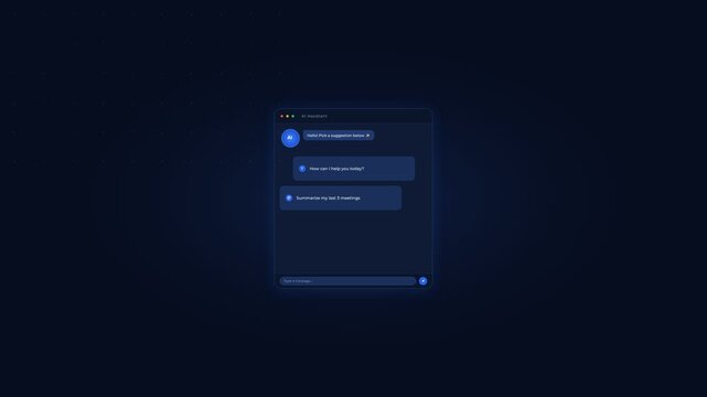 AI Chatbot Interface Animation with Message Bubbles in Dark Mode