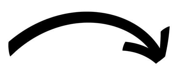Fototapeta na wymiar Simple hand drawn vector arrow in black, isolated on transparent background.