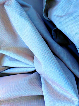 Close up of crumpled thick fabric folded