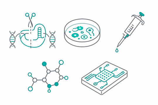 Biotechnology And Science Icons Set vector icon set business minimalist flat design professional inf