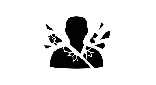 Abstract Silhouette of a Person Shattering into Pieces