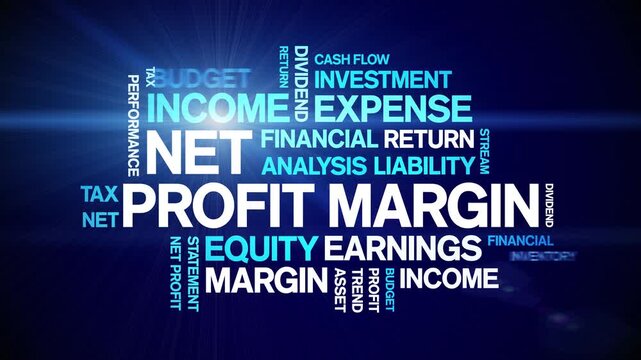 Net Profit Margin animated word cloud-text design animation tag kinetic typography seamless loop.