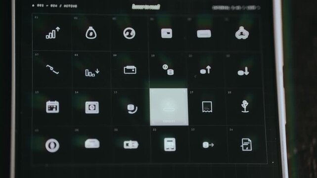 Matrix containing animated icons for the Financial concept, DEPOSIT icon highlighted