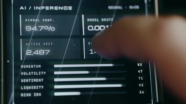 AI Inference monitoring interface displaying real-time financial metrics