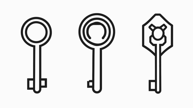 Three minimalist black keys with different handle designs on a white background