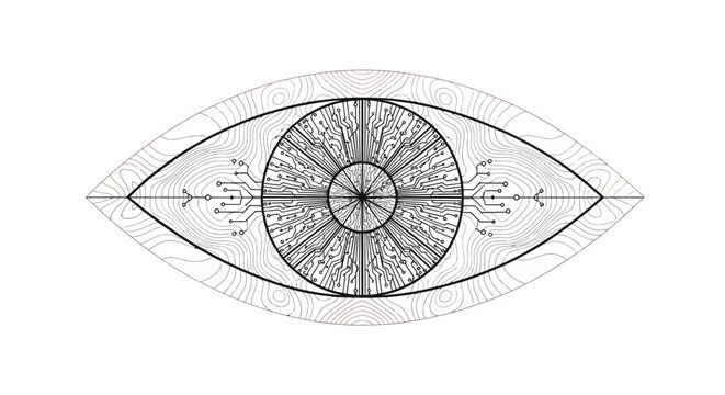 Digital Eye Illustration - Futuristic Technology and Surveillance Concept