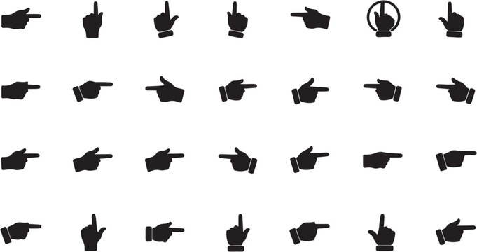 Hand gestures pointing fingers signs.