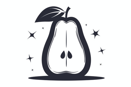 Rose Apple Minimal Shape Illustration, Exotic Water Apple Fruit Design