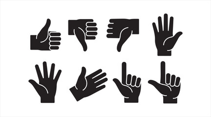Obraz premium Gesture symbols featuring human hand movements for communication and digital UI elements