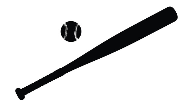 Baseball bat and ball silhouette on a white background sports equipment vector illustration high quality professional detailed modern elegant stylish clean