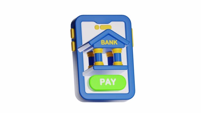 3d looping ui icon mobile bank app pay button suitable for finance technology articles, online banking platform tutorials, digital payment service promotions.
