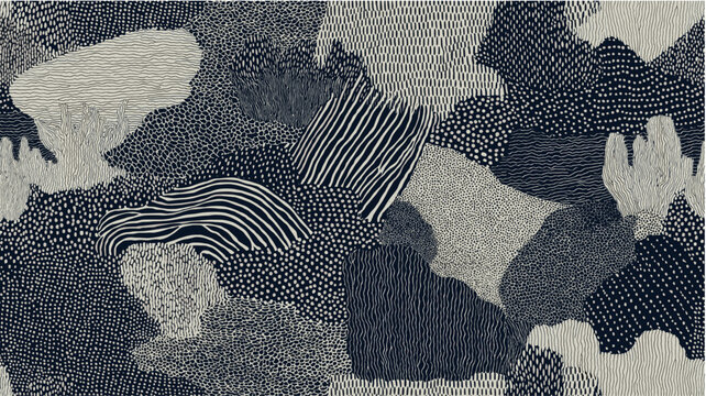 Abstract organic pattern creating dynamic visual textures. Abstract shapes and textures interlock, forming a seamless, organic visual background