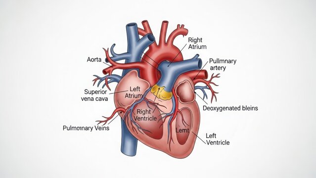 Detailed anatomical diagram of the human heart