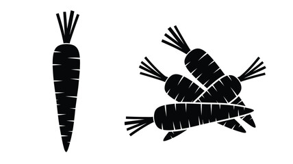 Two carrots depicted in a striking black silhouette © Hiron
