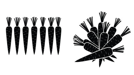 Arrangement of carrots depicted in a striking black silhouette © Hiron