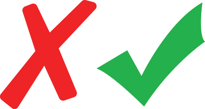 Red cross and green check mark symbols