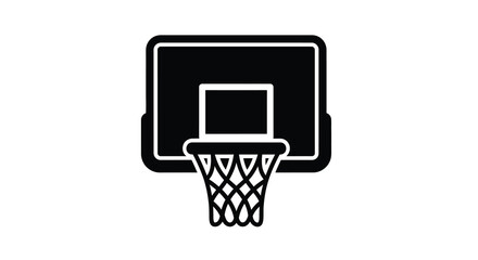 Basketball hoop silhouette a black and white graphic of a net and backboard high quality professional detailed modern elegant stylish clean © VoDesign02