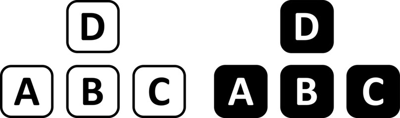 Two sets of lettered buttons a b c d in white and black isolated on white background © MOHAMMAD RABBI