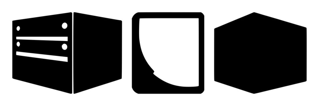 Edge server blade icon set with solid black icon on white background featuring network, hardware, technology with minimalist and flat illustration