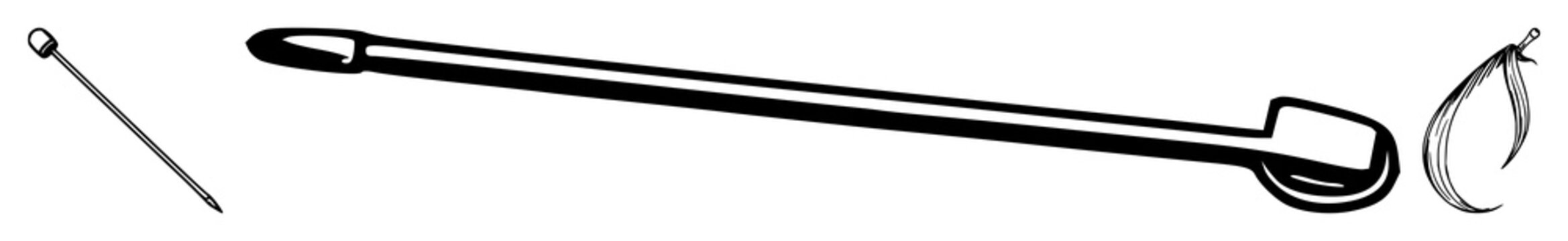 Hair pin set with minimalistic black line art design featuring bobby pins, hair clips, fasteners with metal and plastic materials