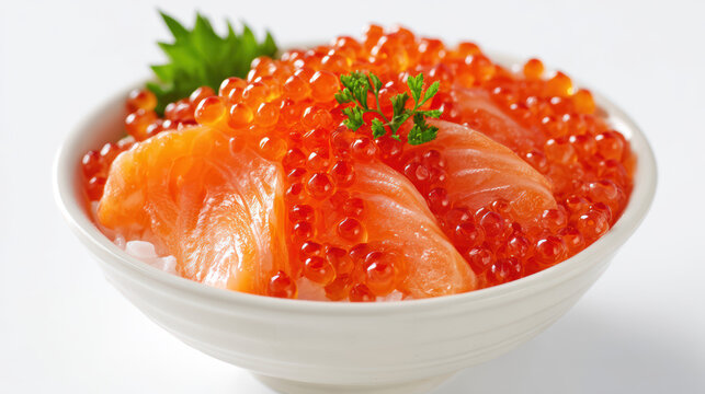 salmon ikura don bowl with rice and toppings