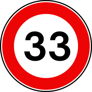 Speed Limit 33 kmh Traffic Sign Vector