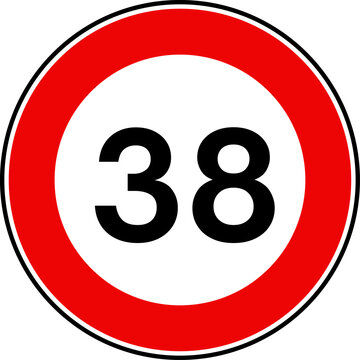 Speed Limit 38 kmh Traffic Sign Vector
