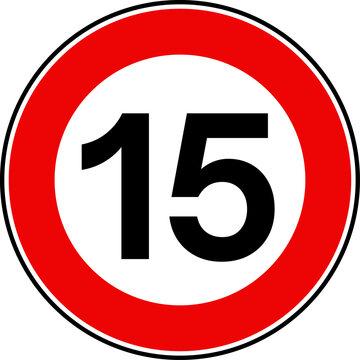 Speed Limit 15 kmh Traffic Sign Vector