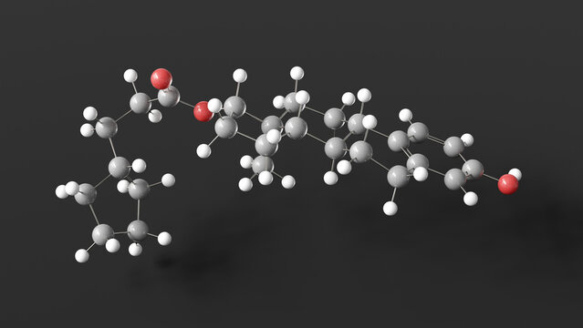 estradiol cypionate molecule 3d, molecular structure, ball and stick model, structural chemical formula estrogen drug