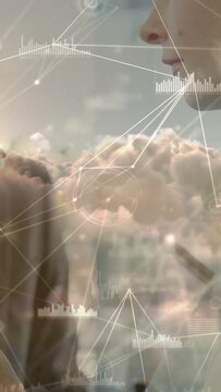 Vertical video: Tool entering, hand brushing face, two adults leaning in, tech HUD helping focus