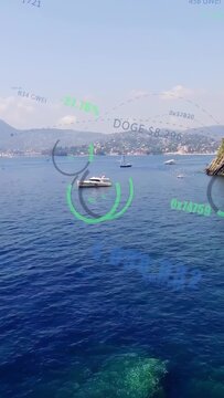 Vertical video: HUD activating, motorboat drifting right while rings expanding and showing data