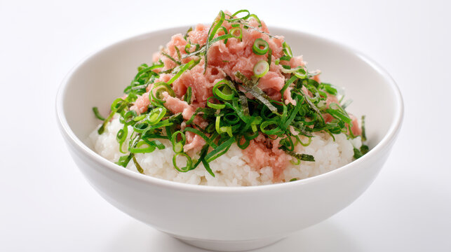 negitoro don bowl of rice with tuna sashimi and wasabi