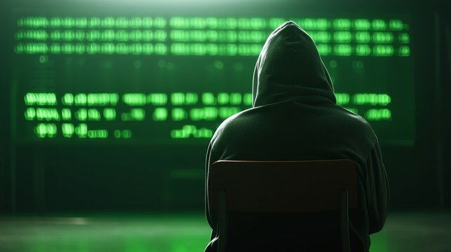 Cybersecurity breach event in a dark room digital data leakage investigation mysterious atmosphere close-up perspective for awareness