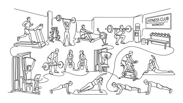 People exercising at a fitness club.