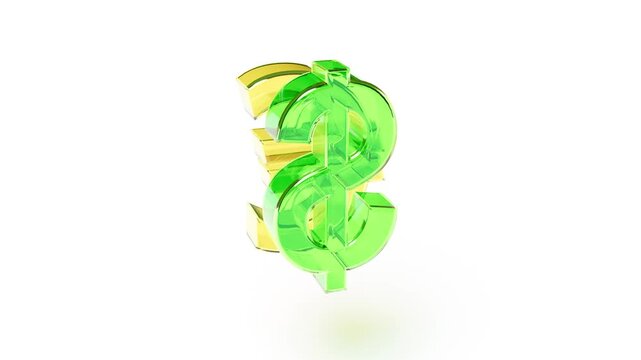 Currency exchange dollar euro glass signs finance bg rotate endless 4k
