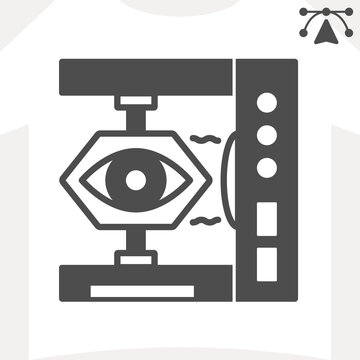 Vision testing machine solid icon, optometry concept. Vector graphics. Eye examination sign and editable stroke, glyph style icon for mobile or web design.