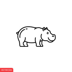 Fototapeta premium Cute Hippo Outline Icon Vector Illustration