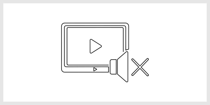 Muted Video Player Icon with Play Button and Speaker Symbol