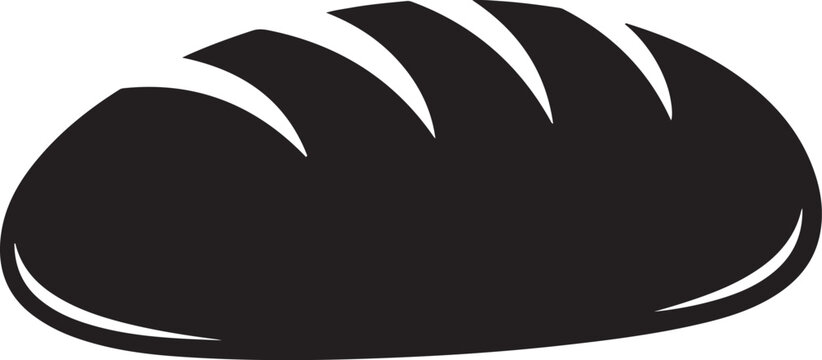 Black silhouette of a loaf of bread white background