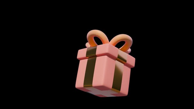 Looping 3D Animation of a Floating Present with Gold Ribbon