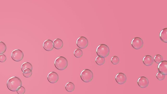 Animated Soap Bubbles Floating Up on Pink Background