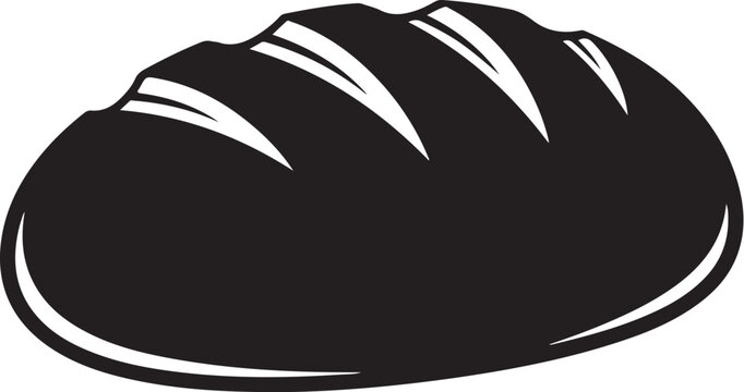 Black silhouette of a loaf of bread white background