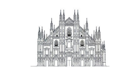 Fototapeta premium Milan Cathedral Duomo Line Art Illustration