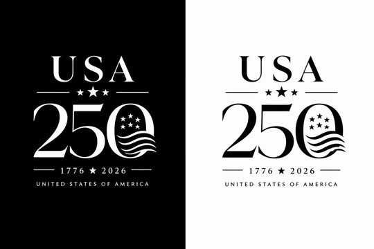Usa 250th anniversary commemorative design black and white versions