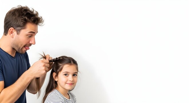 Authentic Modern Fatherhood: Dedicated Dad Learning to Braid Daughter's Hair for Relatable Lifestyle Branding